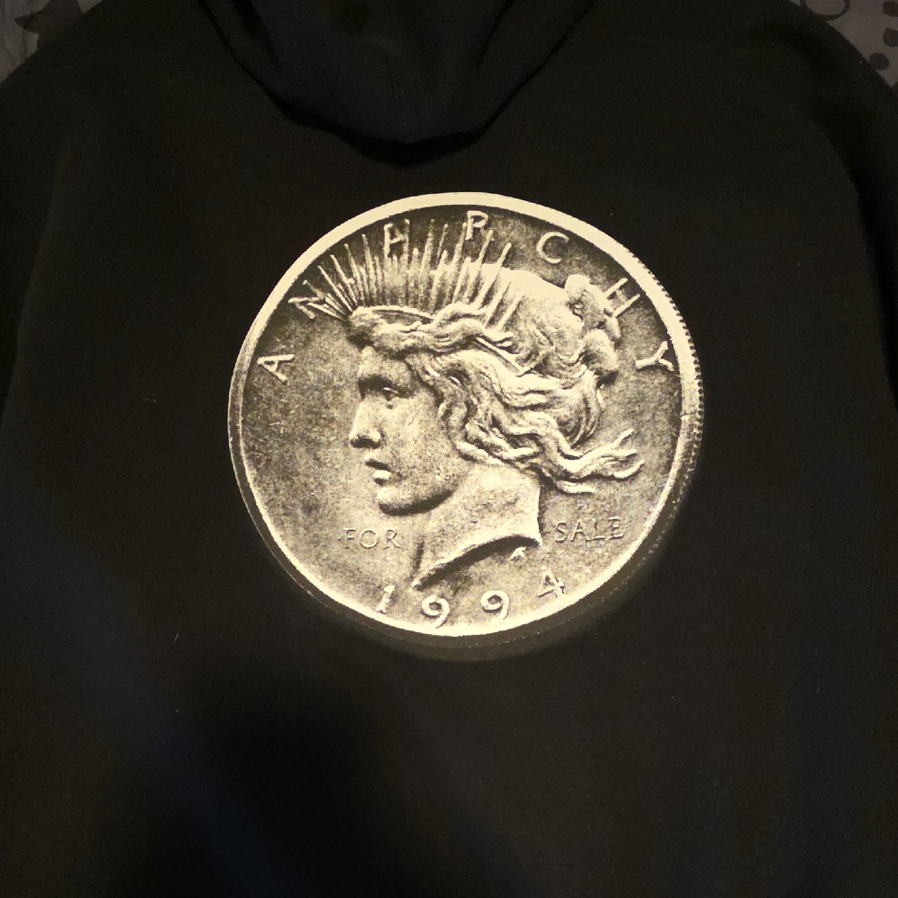 Supreme Black Hoodie with Coin Graphic
